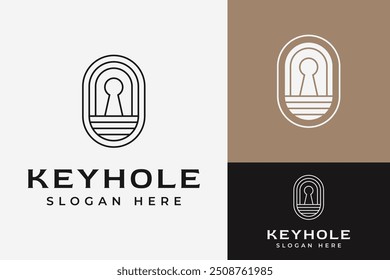 Keyhole Key Secure Safe Lock Protection Boho Emblem Badge Aesthetic Logo Design Branding Template
