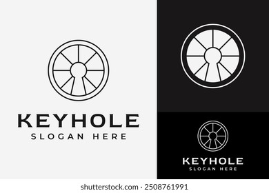 Keyhole Key Secure Safe Lock Protection Boho Emblem Badge Aesthetic Logo Design Branding Template