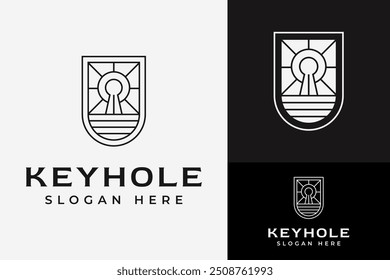 Schlüsselloch Schlüssel Sicher Sicher Schloss Schutz Boho Emblem Badge Ästhetik Logo Design Branding-Vorlage