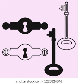 Keyhole and key vector vector silhouette isolated