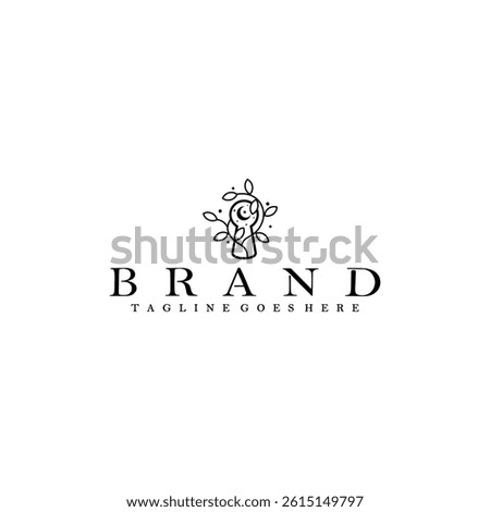 Keyhole and leaves logo design