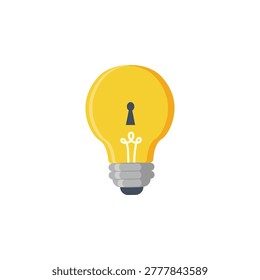 Keyhole Lightbulb Vector Illustration. Unlocking Ideas and Discovering Solutions
