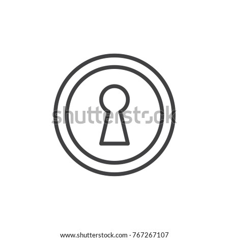 Keyhole line icon, outline vector sign, linear style pictogram isolated on white. Key hole symbol, logo illustration. Editable stroke