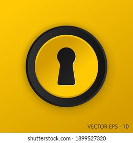 Keyhole line icon vector. Yellow round button on Yellow background