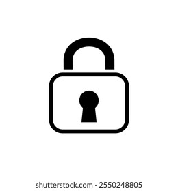 keyhole and lock icon, pictogram on white