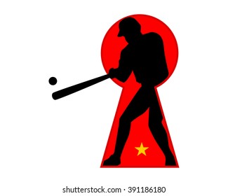 keyhole locked baseball athlete silhouette keyhole