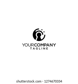 keyhole logo lock circle vector icon