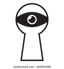 Keyhole looking concept, Private Spy Logo Vector Icon Design, Mysterious Man Viewing Vector Icon Design