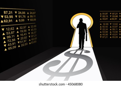 KEYHOLE, MAN ENTER IN THE ROOM DOLLAR