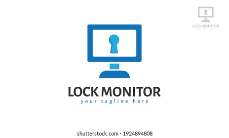 Keyhole monitor logo design.  Vector