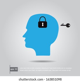 keyhole on the brain vector illustration