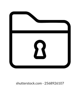 Keyhole on folder denoting icon of secure folder, data security icon