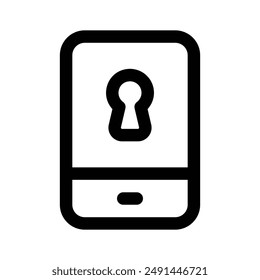 Keyhole on mobile screen, vector design of mobile security