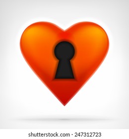 keyhole on red heart symbol at modern icon graphic design isolated vector illustration on white background 