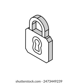 keyhole padlock isometric icon vector. keyhole padlock sign. isolated symbol illustration