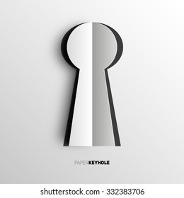 Keyhole in papercut style on bright background