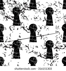 Keyhole pattern, grunge, black image on white background