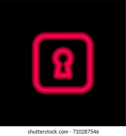 Keyhole red glowing neon ui ux icon. Glowing sign logo vector