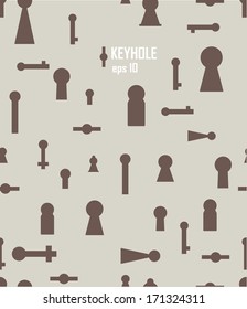 Keyhole seamless background. Key. Vector composition with elements of silhouettes of keys. EPS 10