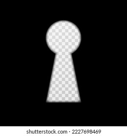 Keyhole shape icon isolated on transparent background. Door key hole. Shape of lock of door. Concept of idea search, spying, observation, business success. Vector illustration