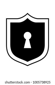 Keyhole in a shield black icon or logo 