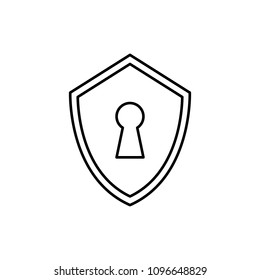 keyhole in the shield icon. Element of cyber security icon for mobile concept and web apps. Thin line keyhole in the shield icon can be used for web and mobile on white background