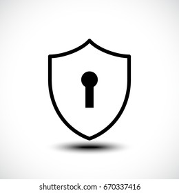Keyhole shield icon on white background. Vector illustration.