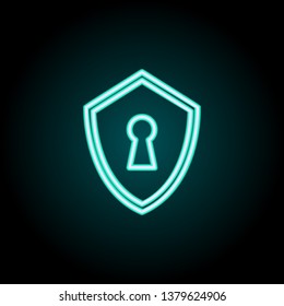 keyhole in the shield neon icon. Elements of Virus, antivirus set. Simple icon for websites, web design, mobile app, info graphics