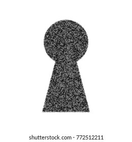 Keyhole sign illustration. Vector. Black icon from many ovelapping circles with random opacity on white background. Noisy. Isolated.