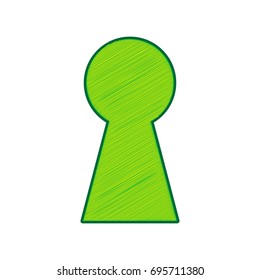 Keyhole sign illustration. Vector. Lemon scribble icon on white background. Isolated