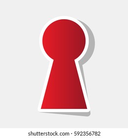 Keyhole sign illustration. Vector. New year reddish icon with outside stroke and gray shadow on light gray background.