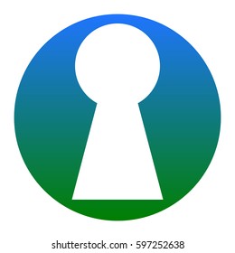 Keyhole sign illustration. Vector. White icon in bluish circle on white background. Isolated.