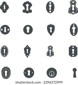 Keyhole silhouette, Vintage keyholes silhouette, Keyhole vector, Door key hole silhouette