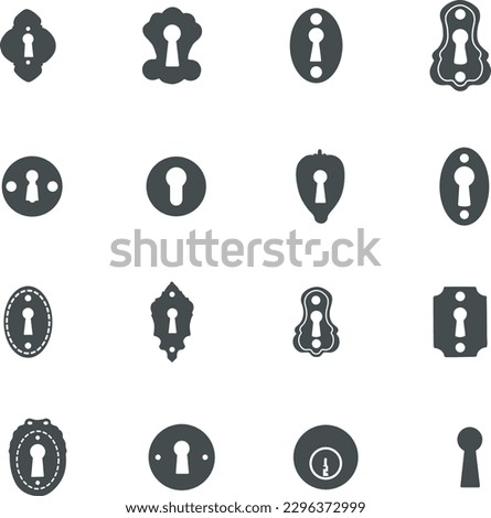 Keyhole silhouette, Vintage keyholes silhouette, Keyhole vector, Door key hole silhouette