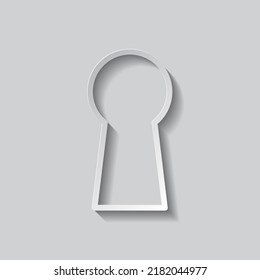 Keyhole simple icon vector. Flat design. Paper style with shadow. Gray background.ai