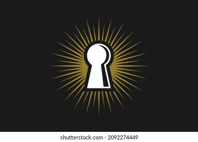 Keyhole with spark shine sun gold luxury logo design