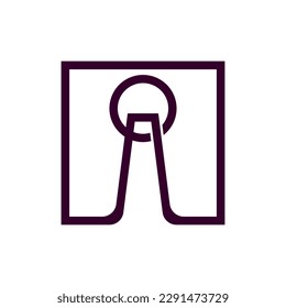 Keyhole square line modern logo