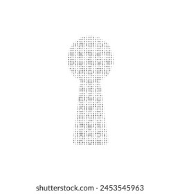 The keyhole symbol filled with black dots. Pointillism style. Vector illustration on white background