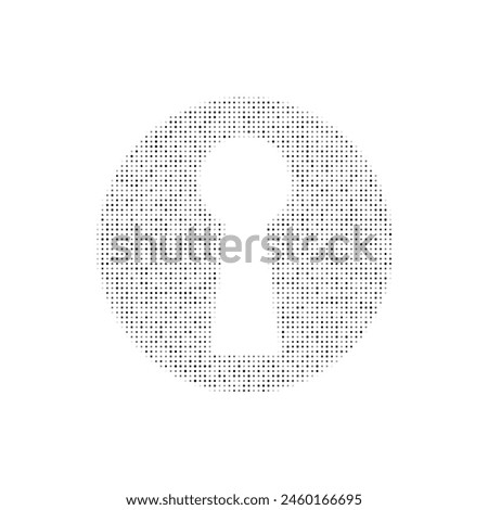 The keyhole symbol filled with black dots. Pointillism style. Vector illustration on white background