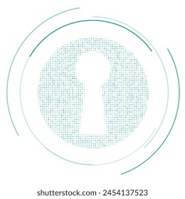 The keyhole symbol filled with teal dots. Pointillism style. Vector illustration on white background