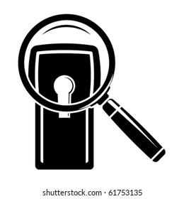 Keyhole under magnifier. Vector illustration