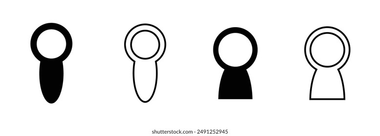 Schlüsselloch-Vektor-Symbole gesetzt. Abbildung des Schlüssellochs. Schlossschild Kollektion, Vorhängeschloss, Türsymbol.
