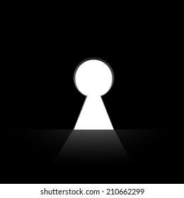Keyhole in the wall vector illustration with black background