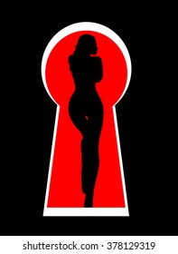 Keyhole, which can be seen a beautiful girl