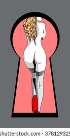 Keyhole, which can be seen a beautiful girl