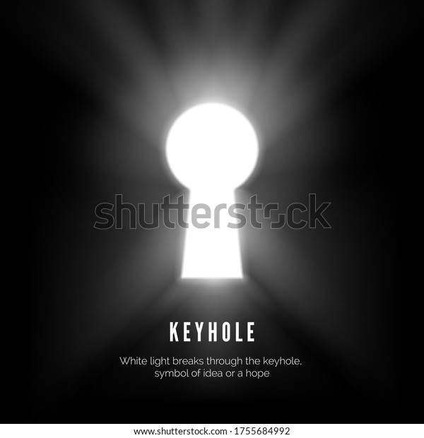 Keyhole. White light breaks through\
the keyhole symbol of idea or hope. vector\
illustration