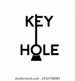 "Keyhole" word design with illustration of key and keyhole.