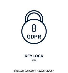 keylock icon from gdpr collection. Thin linear keylock, internet, security outline icon isolated on white background. Line vector keylock sign, symbol for web and mobile