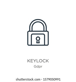 Keylock icon. Thin linear keylock outline icon isolated on white background from gdpr collection. Line vector sign, symbol for web and mobile