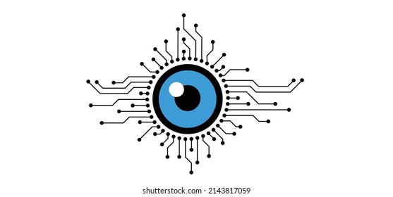 Keylogger, Eye. Cyber Security Icon Or Pictogram. Technology Data. Chip Process. Input Or Output. Hybrid, And Warfare, DDoS Attack. Cyber War. Hackers, Criminals. Login And Password. Digital, Pwned ! 